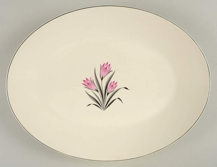 Pink Crocus 13" Oval Serving Platter by Grantcrest-1