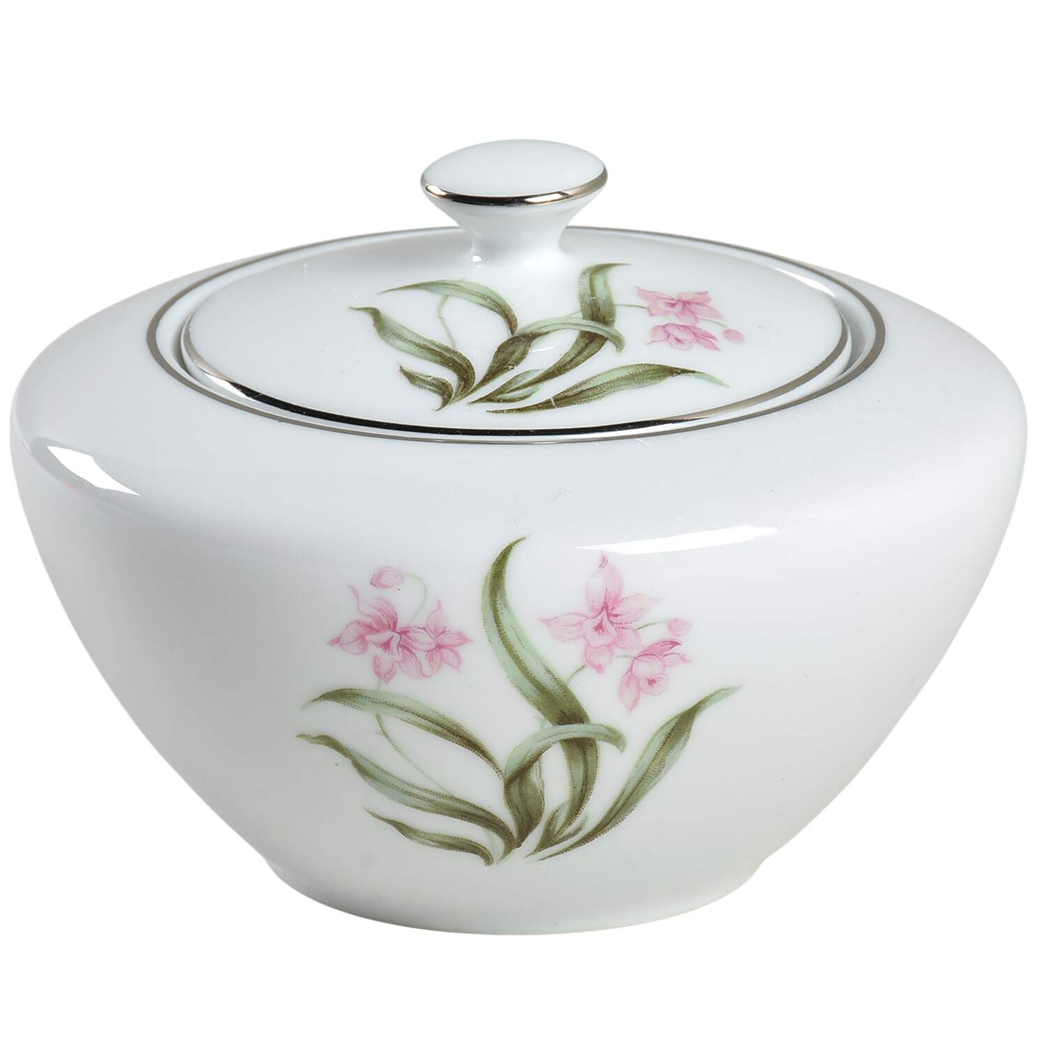 Pink Orchid Sugar Bowl & Lid by Grantcrest-1