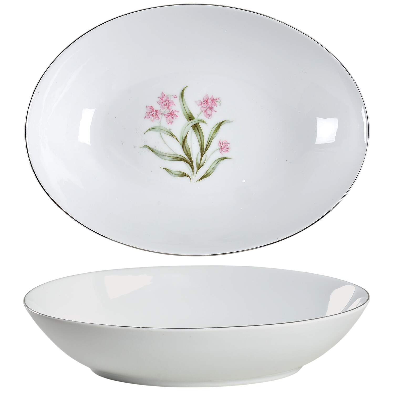 Pink Orchid 10" Oval Vegetable Bowl by Grantcrest-1
