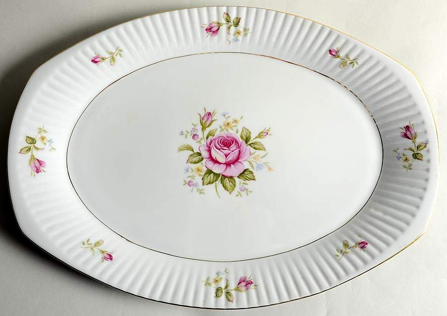 Victorian Rose 14" Oval Serving Platter by Grantcrest-1