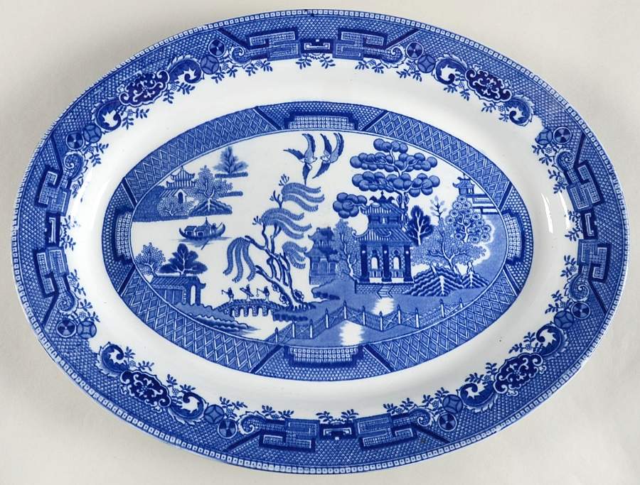 Ye Olde Willow 16" Oval Serving Platter by Grimwades (England)-1