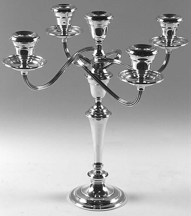 Colonial (Silverplate, Hollowware) Large Plated 5-Light Candelabra by Gorham Silver-1
