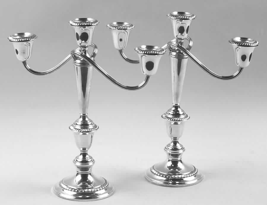 Sterling Hollowware Pair of 3-Light Candelabra by Gorham Silver-1