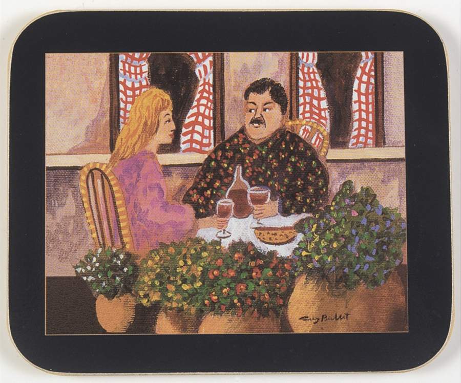 Marche Aux Fleurs Rectangular Coaster-Corkback by Guy Buffet-1