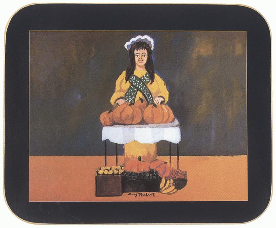 Marche Aux Fleurs Rectangular Coaster-Corkback by Guy Buffet-1