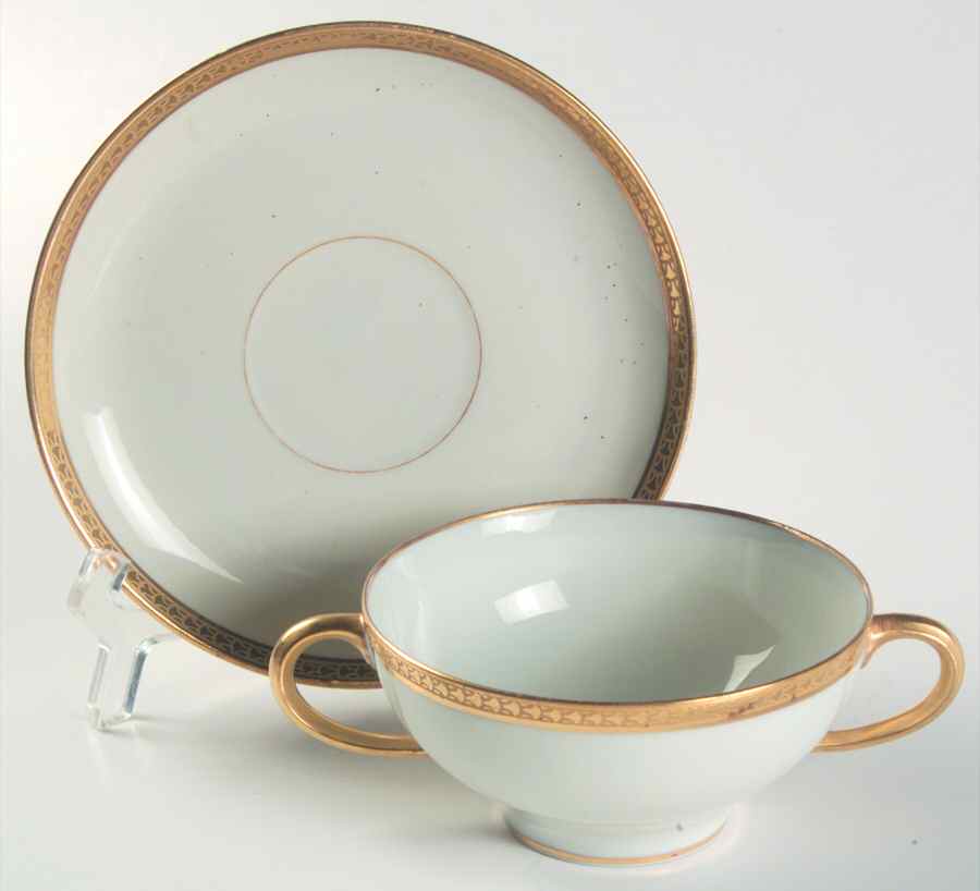 GUE11 Flat Bouillon Cup & Saucer by WM Guerin-1
