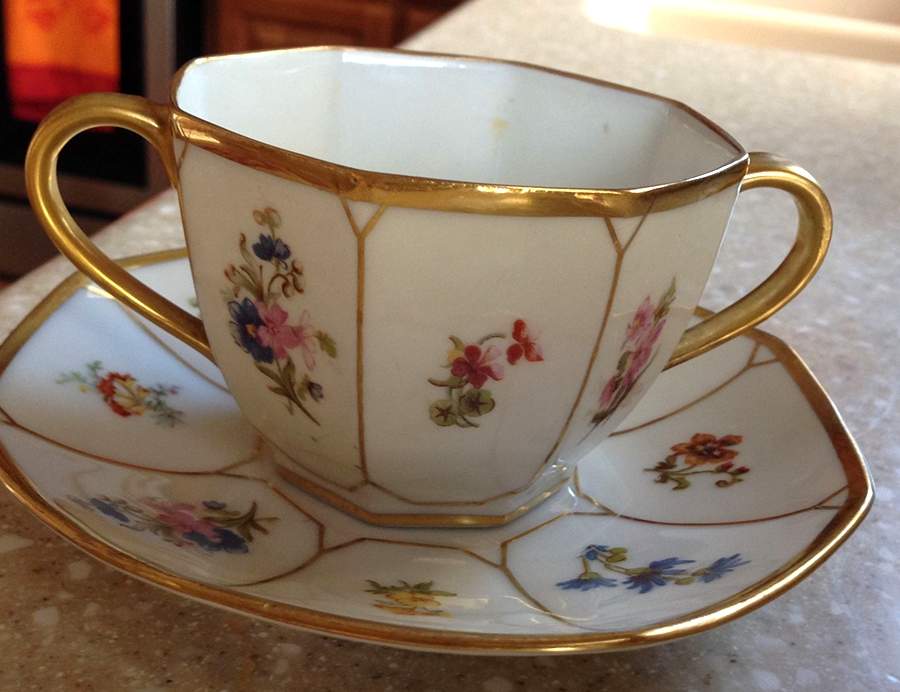 GUE127 Flat Bouillon Cup & Saucer by WM Guerin-1