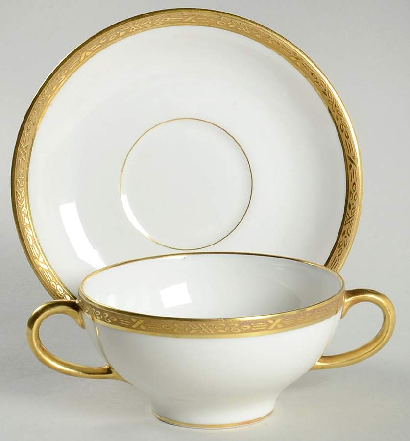 GUE158 Flat Bouillon Cup & Saucer by WM Guerin-1