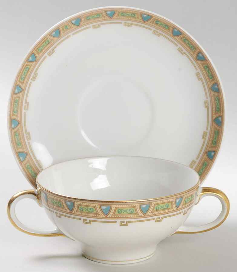 GUE2 Flat Bouillon Cup & Saucer by WM Guerin-1