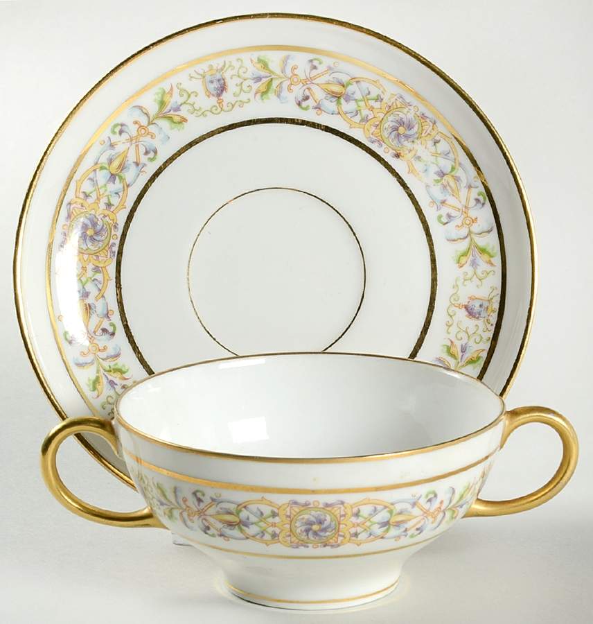GUE23 Flat Bouillon Cup & Saucer by WM Guerin-1