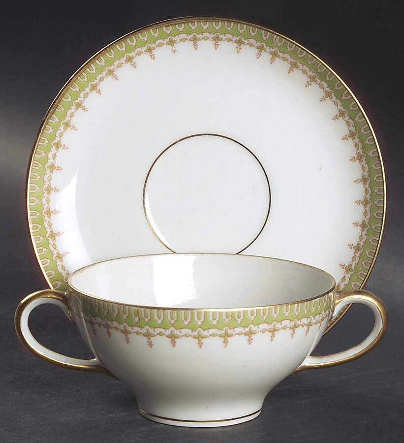 GUE4 Flat Bouillon Cup & Saucer by WM Guerin-1