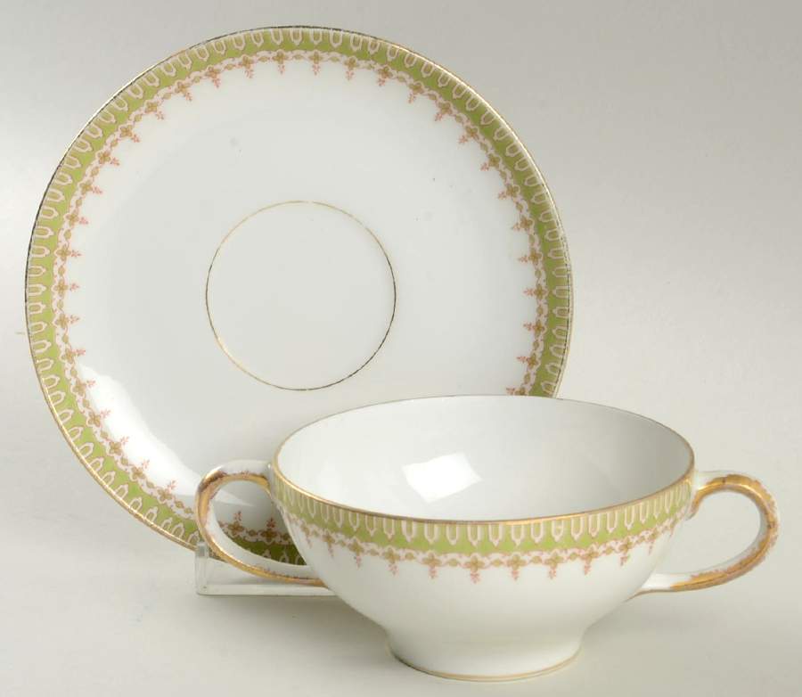 GUE4 Flat Bouillon Cup & Saucer by WM Guerin-1
