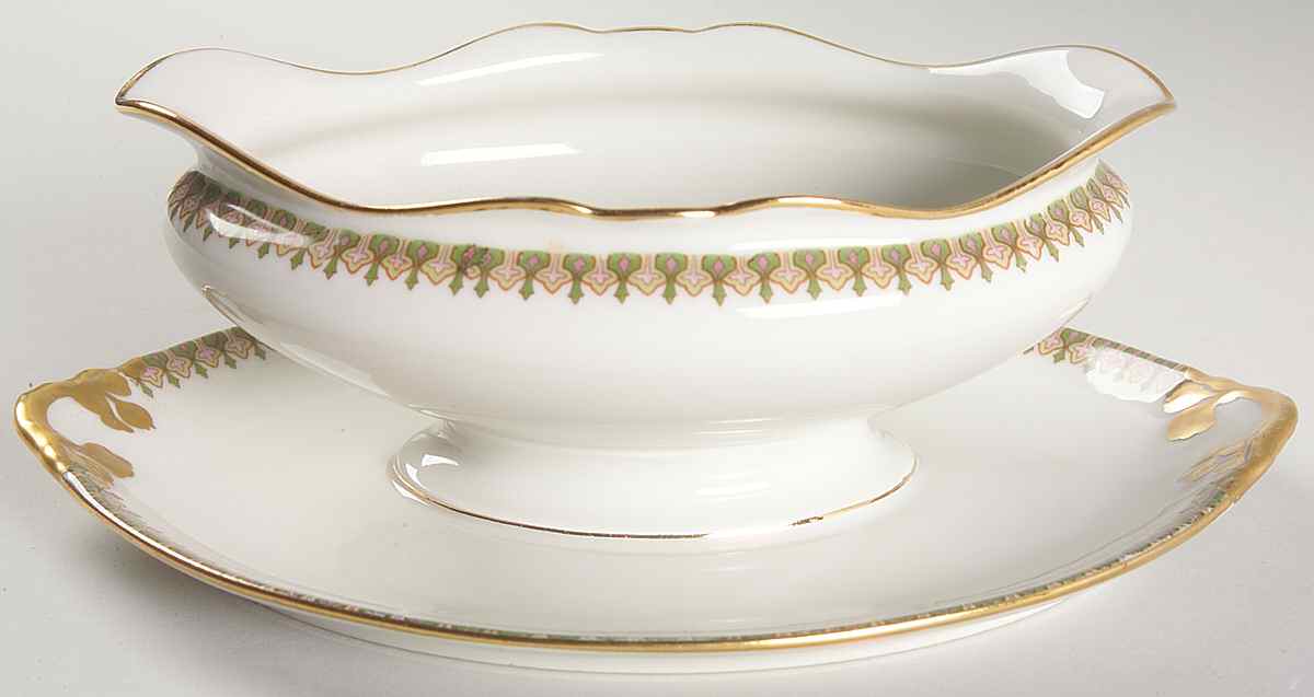 GUE76 Gravy Boat with Attached Underplate by WM Guerin-1