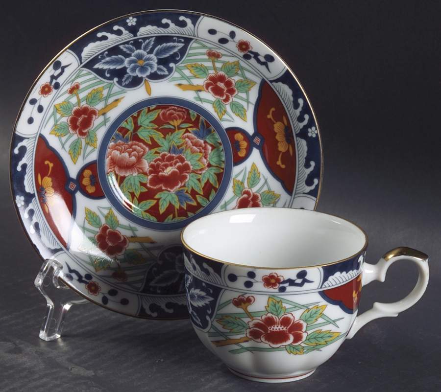 Kiku (Coupe) Flat Cup & Saucer Set by Gumps-1