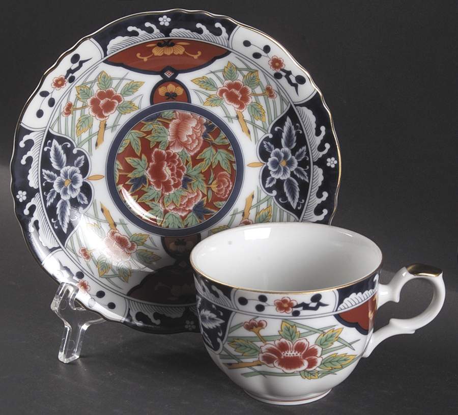 Kiku (Coupe) Flat Cup & Saucer Set by Gumps-1