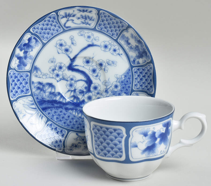 Oriental Garden Flat Cup & Saucer Set by Gumps-1