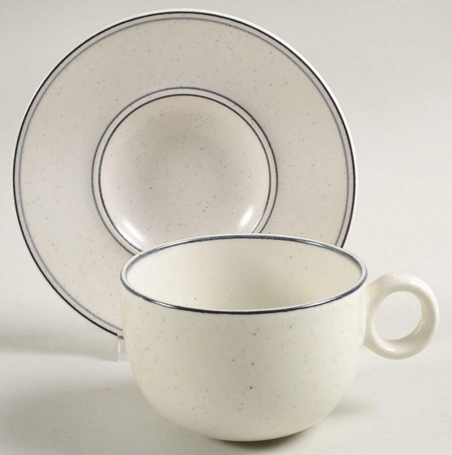Birka Blue Flat Cup & Saucer Set by Gustavsberg-1