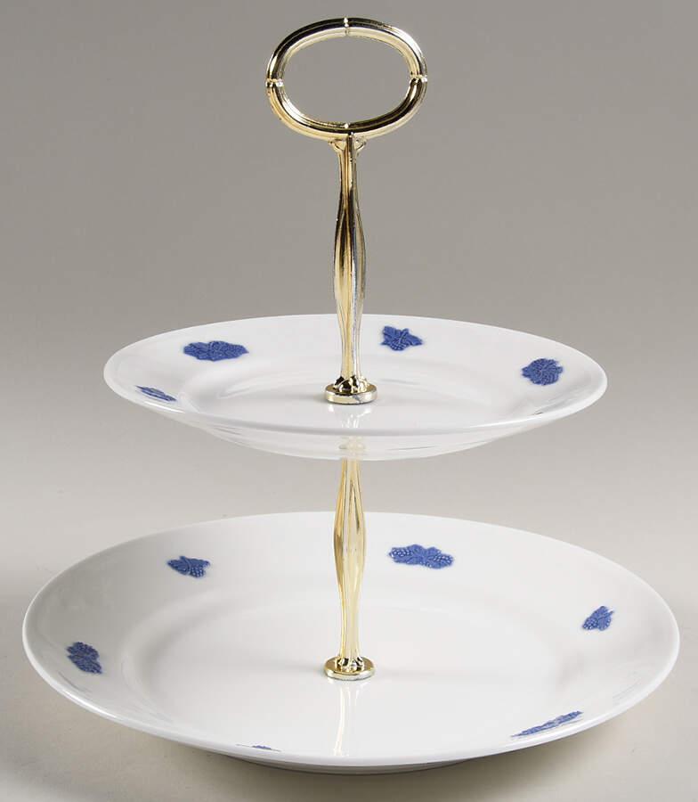 Bla Blom (Pattern Name Not On Back) 6 5/8"-10"  2 Tiered Serving Tray (Dp, Sp) HC by Gustavsberg-1