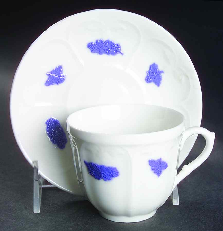 Bla Blom (Pattern Name Not On Back) Flat Cup & Saucer Set by Gustavsberg-1