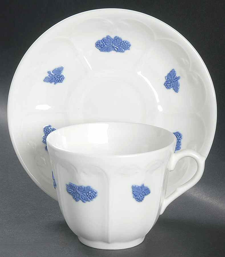 Bla Blom (Pattern Name Not On Back) Flat Cup & Saucer Set by Gustavsberg-1