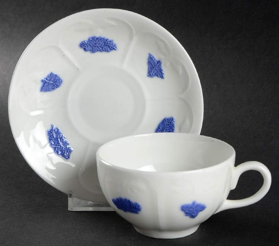 Bla Blom (Pattern Name Not On Back) Flat Cup & Saucer Set by Gustavsberg-1