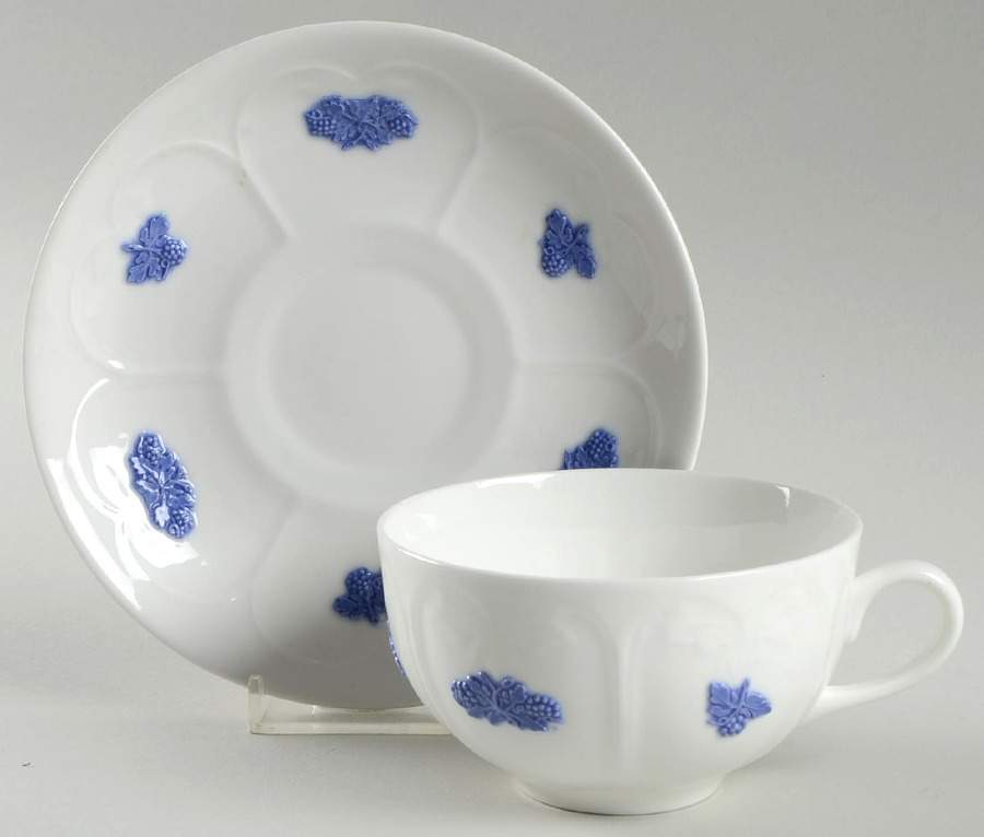 Bla Blom (Pattern Name Not On Back) Flat Cup & Saucer Set by Gustavsberg-1
