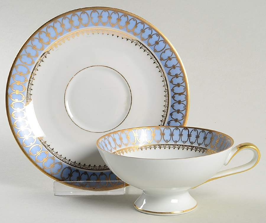 Blue Pageant Footed Cup & Saucer Set by Gerold Porzellan-1