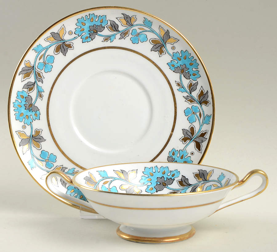 Richmond (Smooth) Footed Cream Soup Bowl & Saucer Set by Grosvenor-1