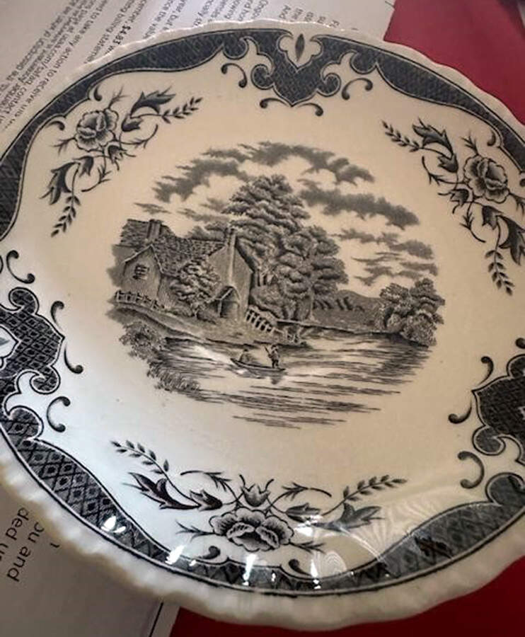 Scenes After Constable Black (Center & Rim Design) Salad Plate by Grindley-1