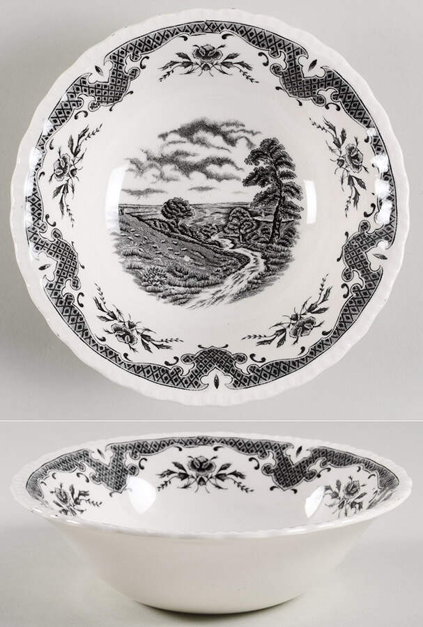 Scenes After Constable Black (Center & Rim Design) Coupe Cereal Bowl by Grindley-1