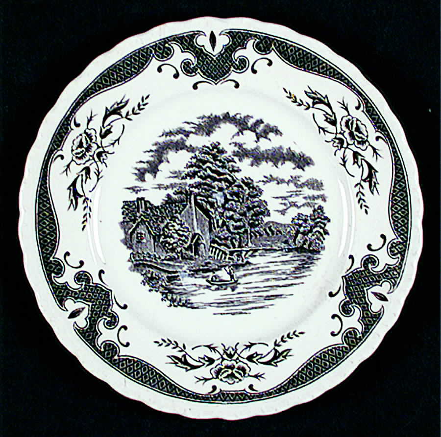 Scenes After Constable Black (Center & Rim Design) Bread & Butter Plate by Grindley-1