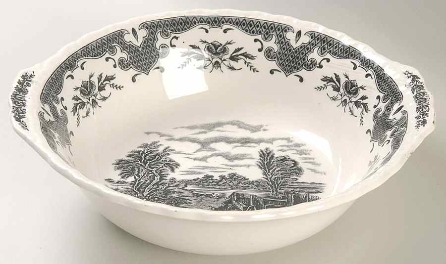 Scenes After Constable Black (Center & Rim Design) 9" Round Vegetable Bowl by Grindley-1