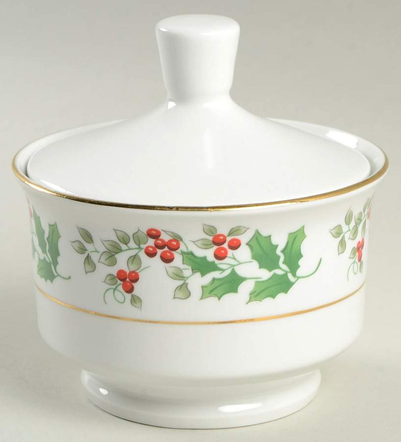Christmas Charm-Delight-Holiday-Harmony Sugar Bowl & Lid by Gibson Designs-1
