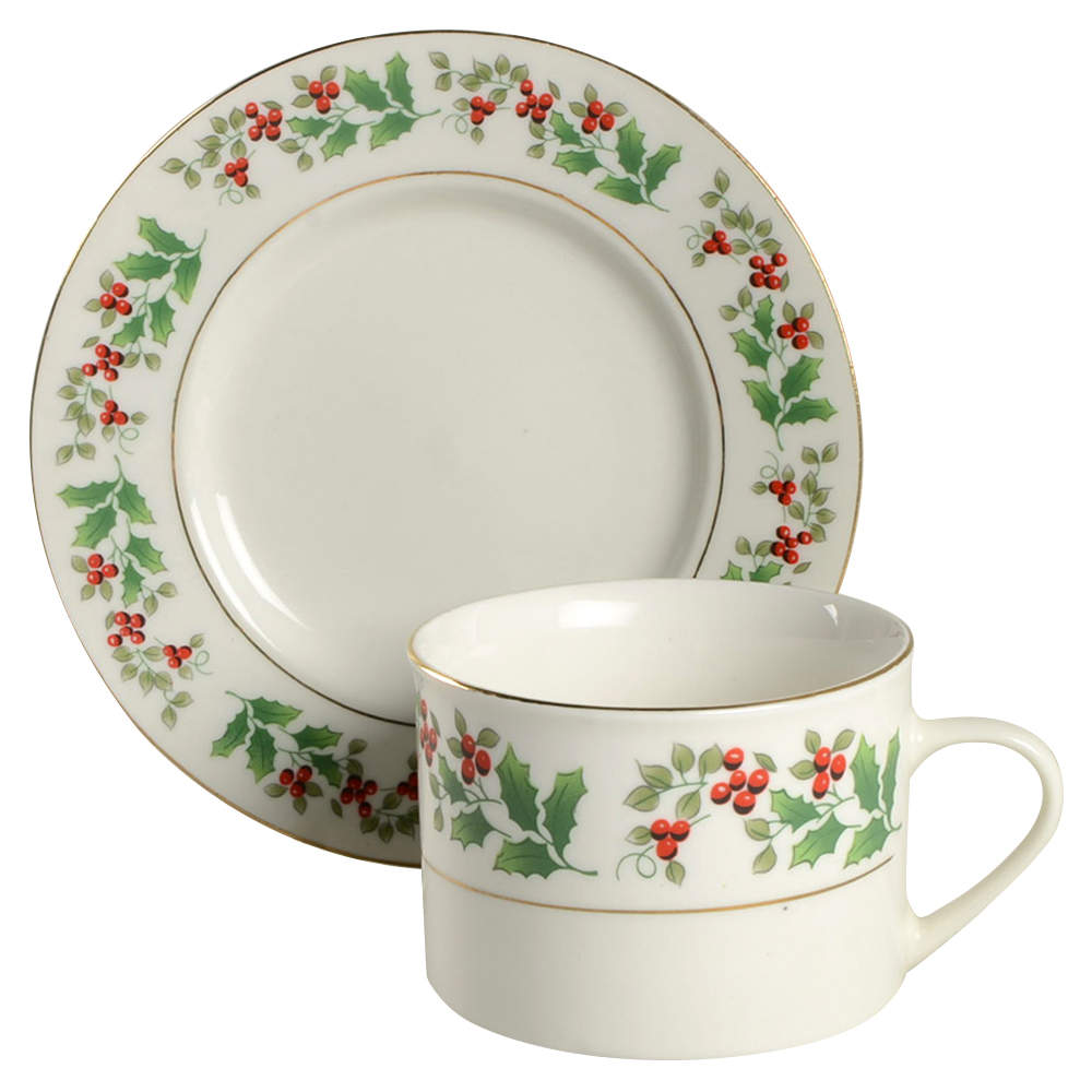 Christmas Charm-Delight-Holiday-Harmony Flat Cup & Saucer Set by Gibson Designs-1