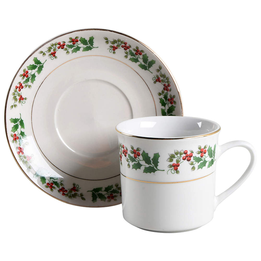 Christmas Charm-Delight-Holiday-Harmony Flat Cup & Saucer Set by Gibson Designs-1