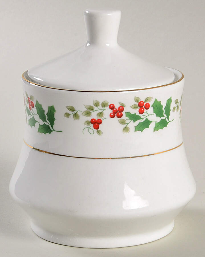 Christmas Charm-Delight-Holiday-Harmony Sugar Bowl & Lid by Gibson Designs-1