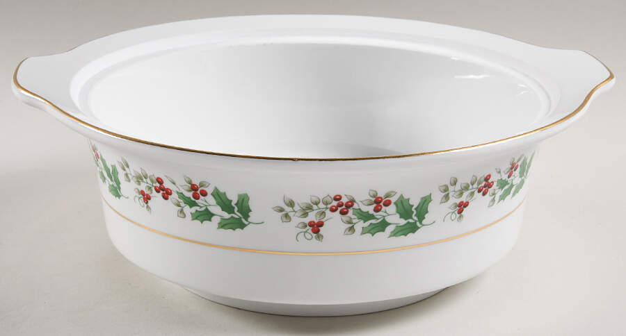 Christmas Charm-Delight-Holiday-Harmony 2 Qt Round Covered Casserole No Lid by Gibson Designs-1