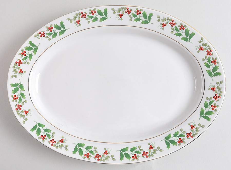 Christmas Charm-Delight-Holiday-Harmony 12" Oval Serving Platter by Gibson Designs-1