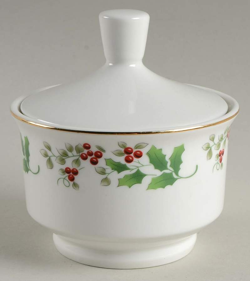 Christmas Charm-Delight-Holiday-Harmony Sugar Bowl & Lid by Gibson Designs-1