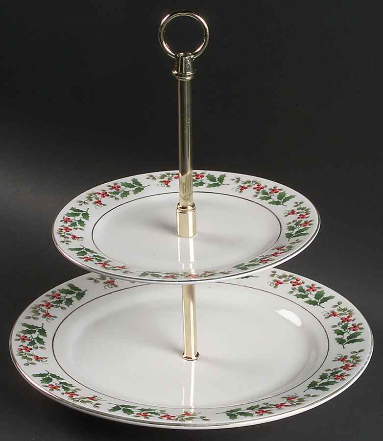 Christmas Charm-Delight-Holiday-Harmony 2 Tiered Serving Tray (Dinner & Salad Plate) by Gibson Designs-1