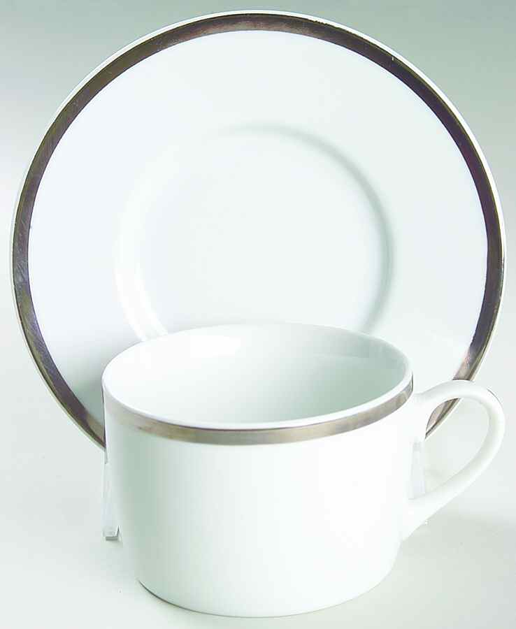 Brilliant Platinum Flat Cup & Saucer Set by Gabbay-1