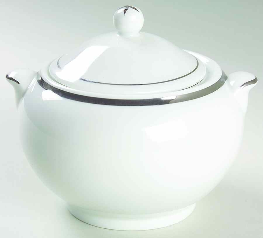 Brilliant Platinum Sugar Bowl & Lid by Gabbay-1