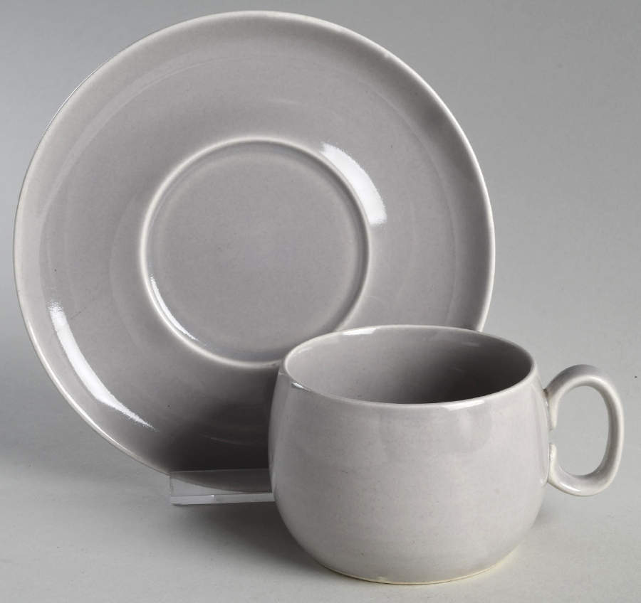 Ranchero Gray Flat Cup & Saucer Set by WS George-1
