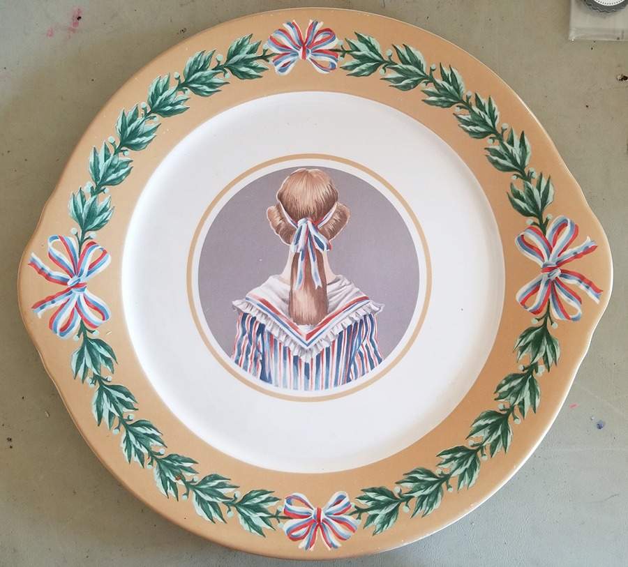 Les Coiffes Handled Cake Plate by Faiencerie De Gien-1