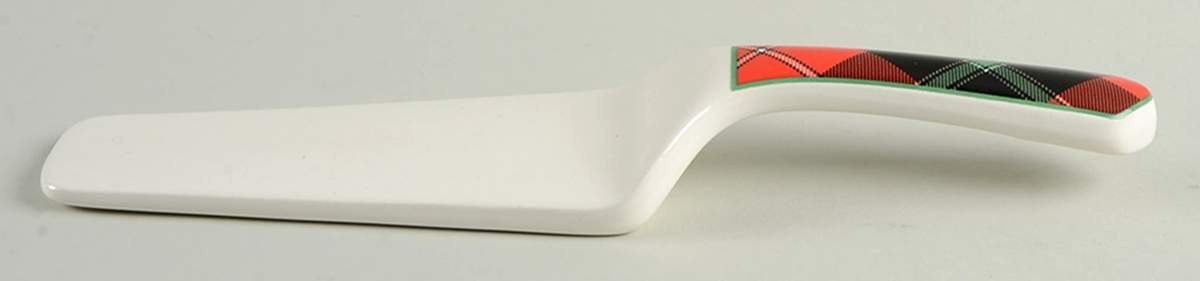 Holiday Plaid Solid Ceramic Pie/Cake Server by Gibson Designs-1