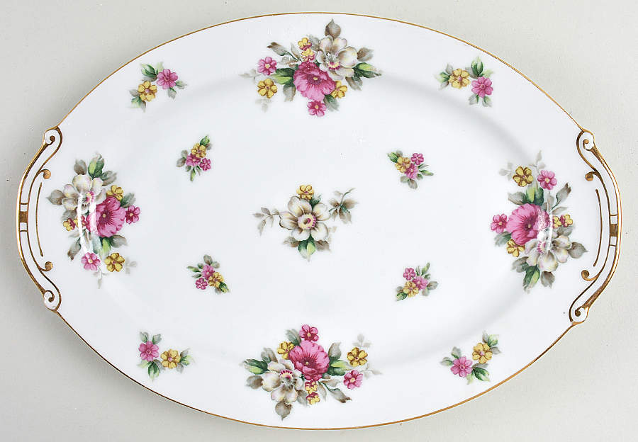 Apple Blossom 12" Oval Serving Platter by Grace-1