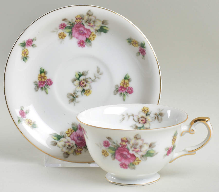 Apple Blossom Footed Cup & Saucer Set by Grace-1