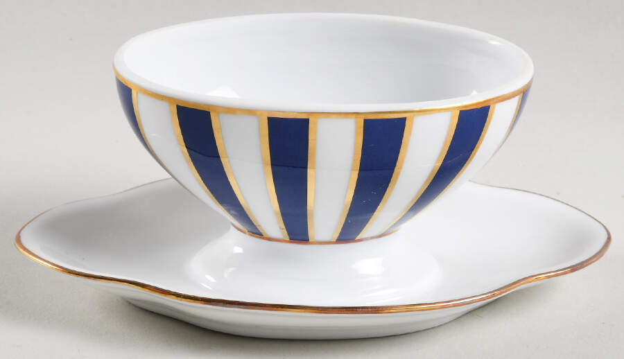 Amadeus Blue Oval Mustard W/Att Underplate-Nolid by Ginori 1735-1