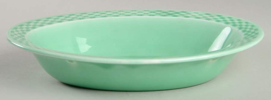 Basketweave Green 9" Oval Vegetable Bowl by WS George-1