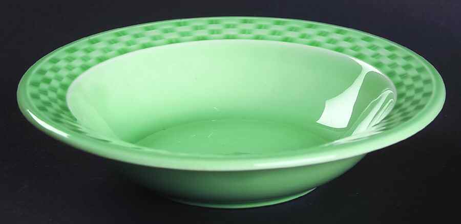 Basketweave Green Rim Fruit/Dessert (Sauce) Bowl by WS George-1